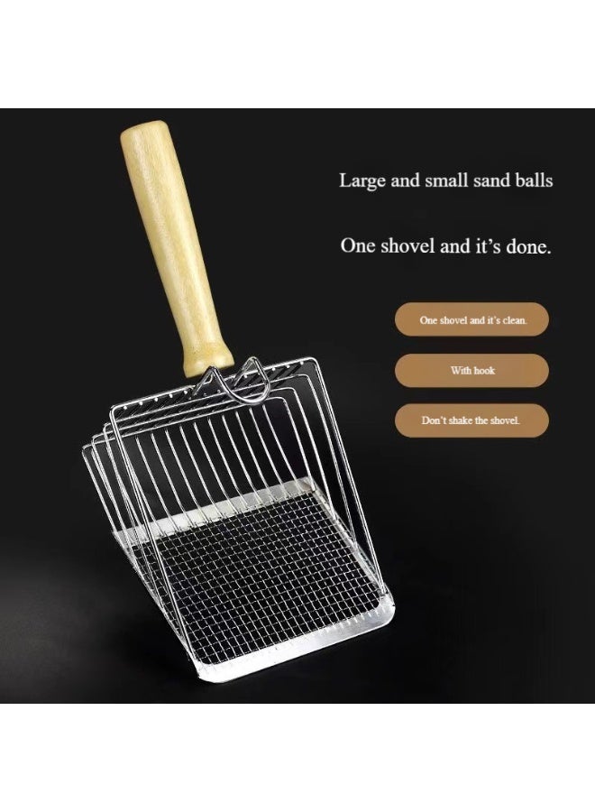 Oldzhan 2-in-1 wooden handle cat litter shovel walnut sand small hole bentonite mineral sand filter shovel pet supplies - Image 5